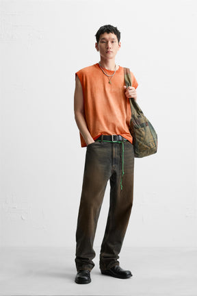 WASHED EMBROIDERED TANK TOP - Image 1