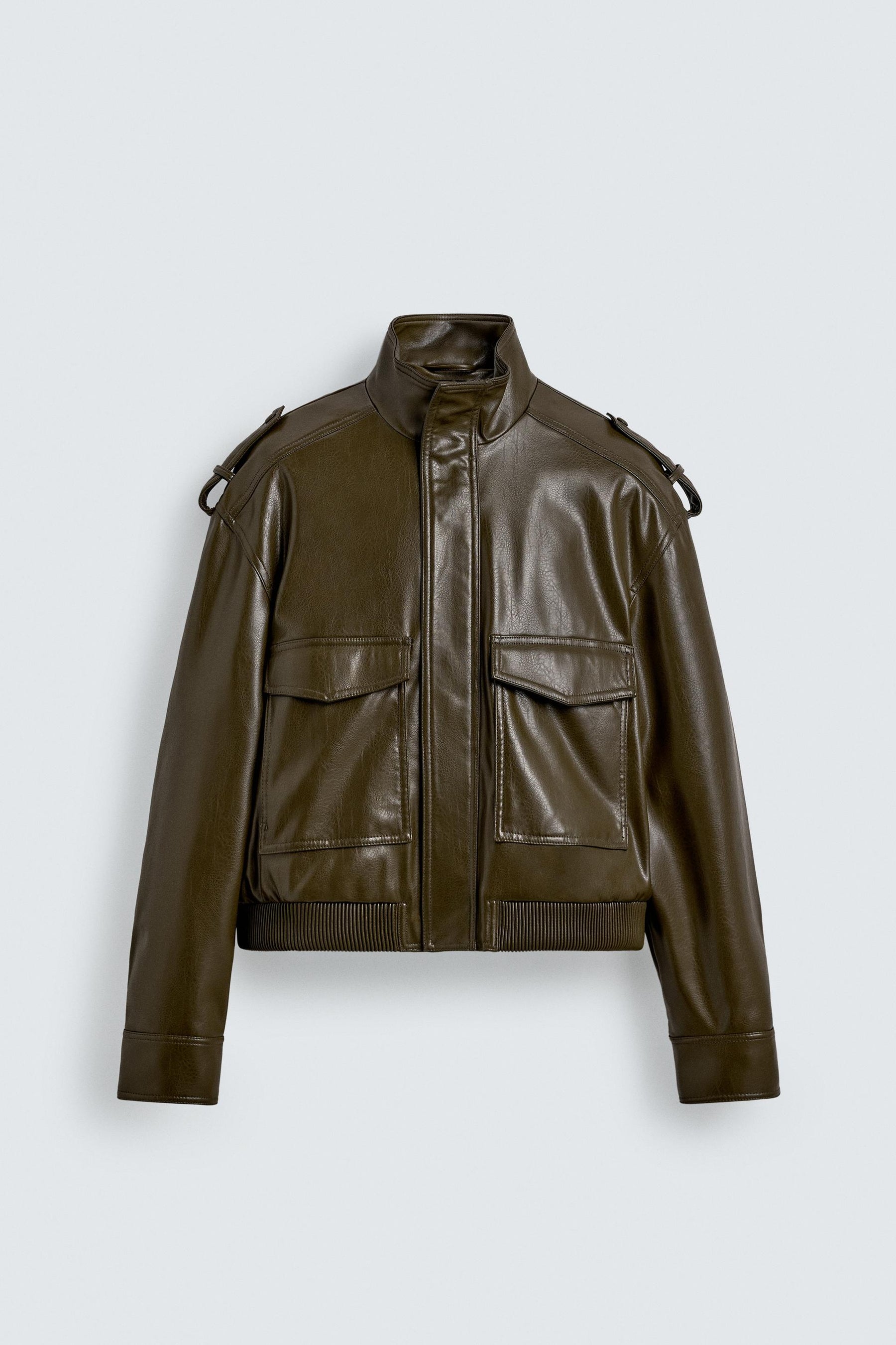 Cropped Faux Leather Jacket