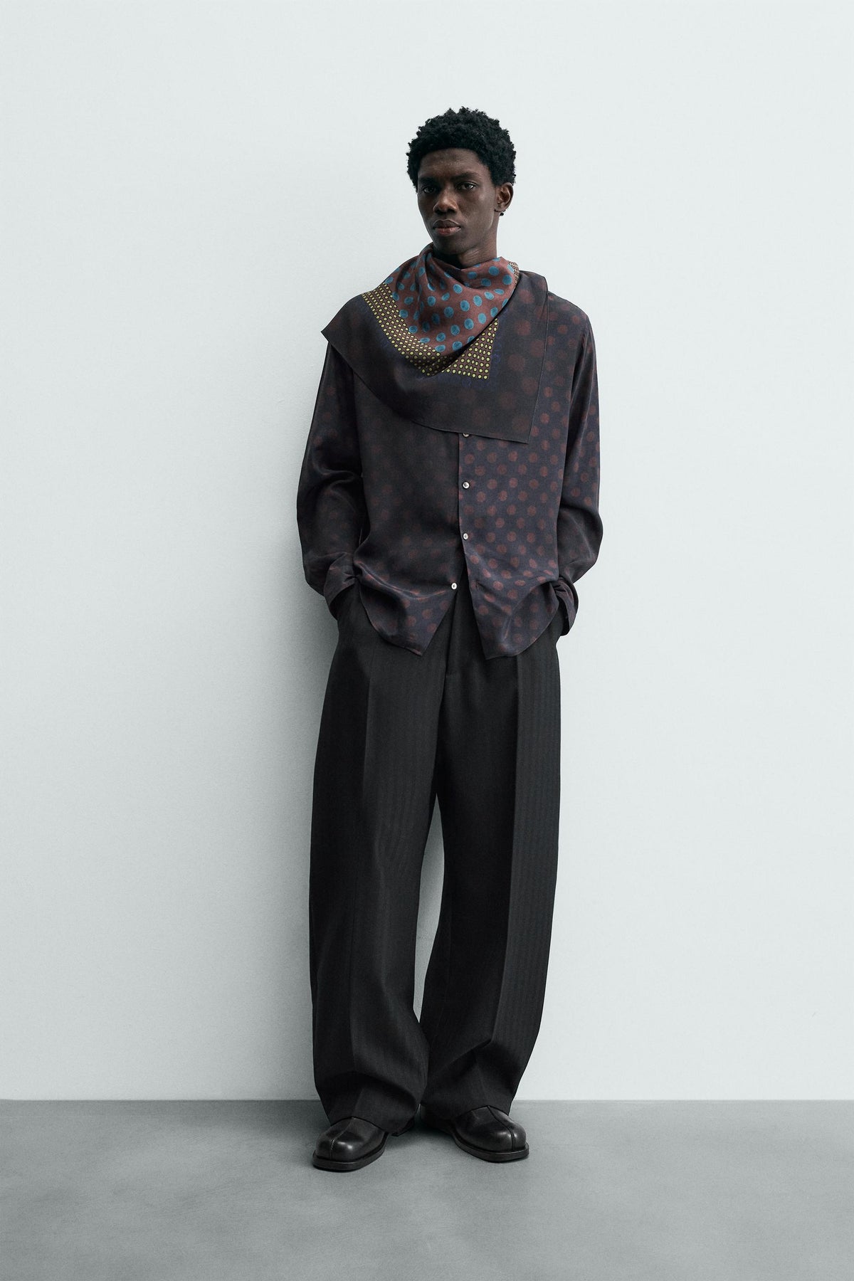 LIMITED EDITION POLKA DOT SCARF FLOWING SHIRT - Image 1