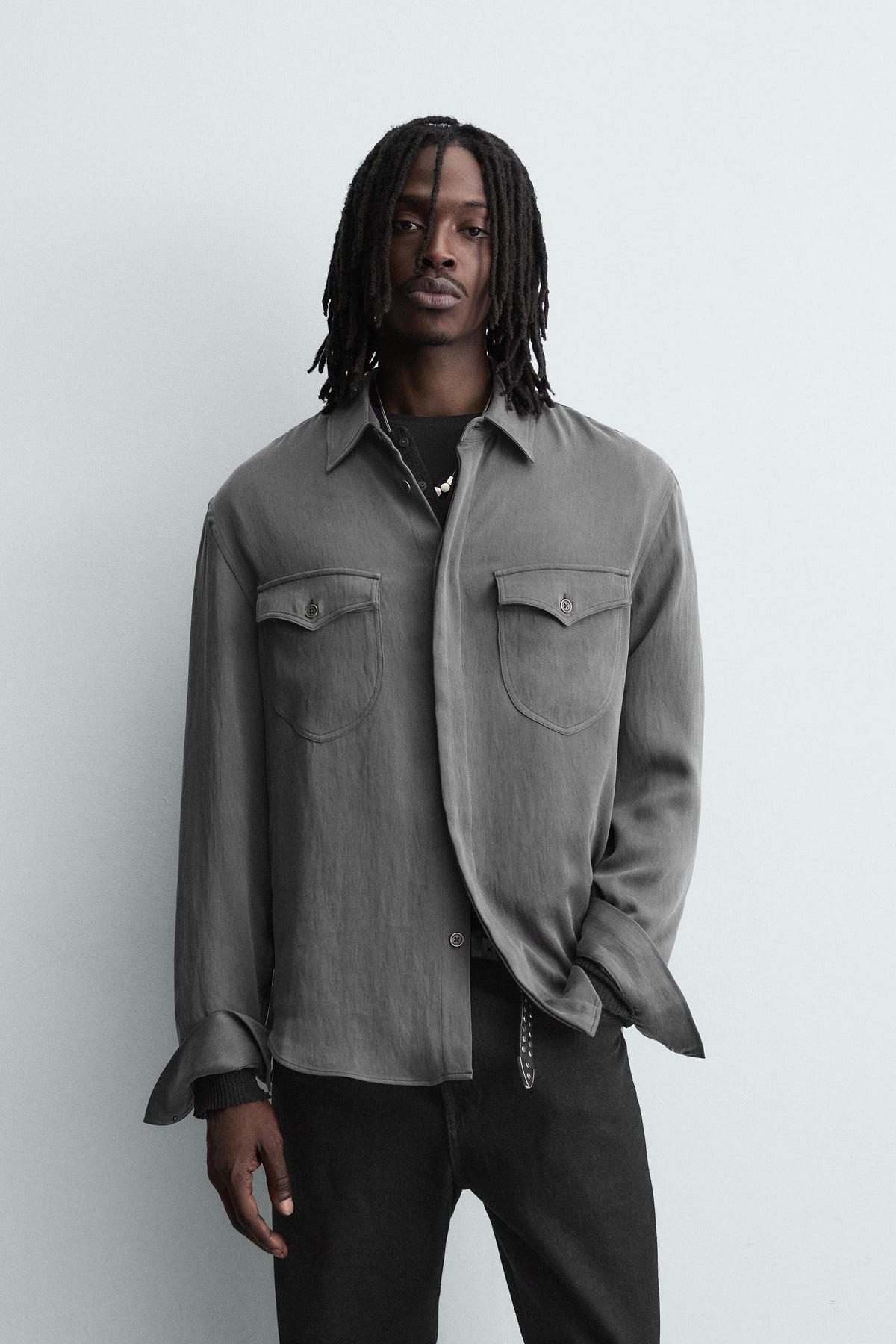 FLUID SHIRT WITH POCKETS - Image 2