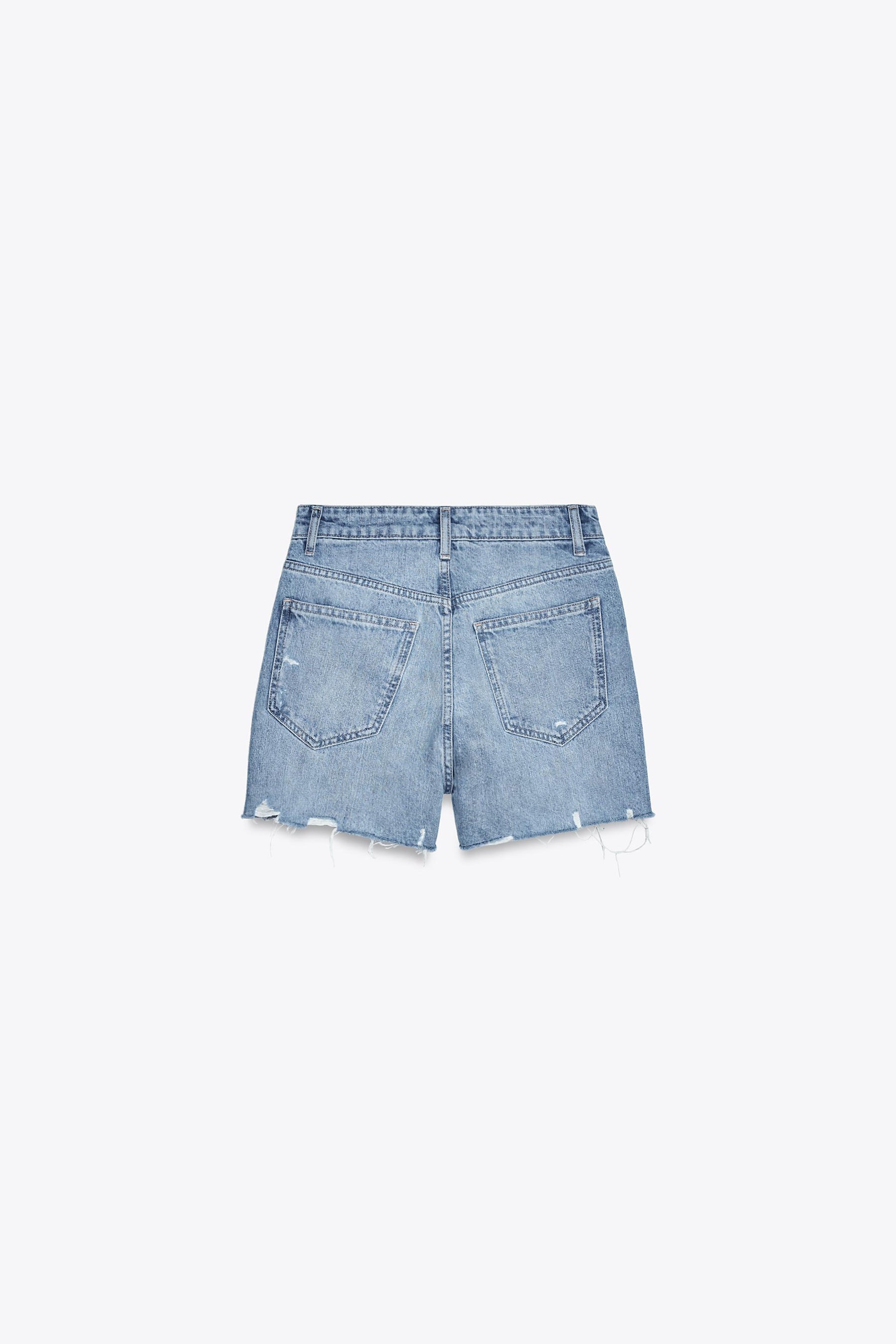 High-waist denim bermuda shorts