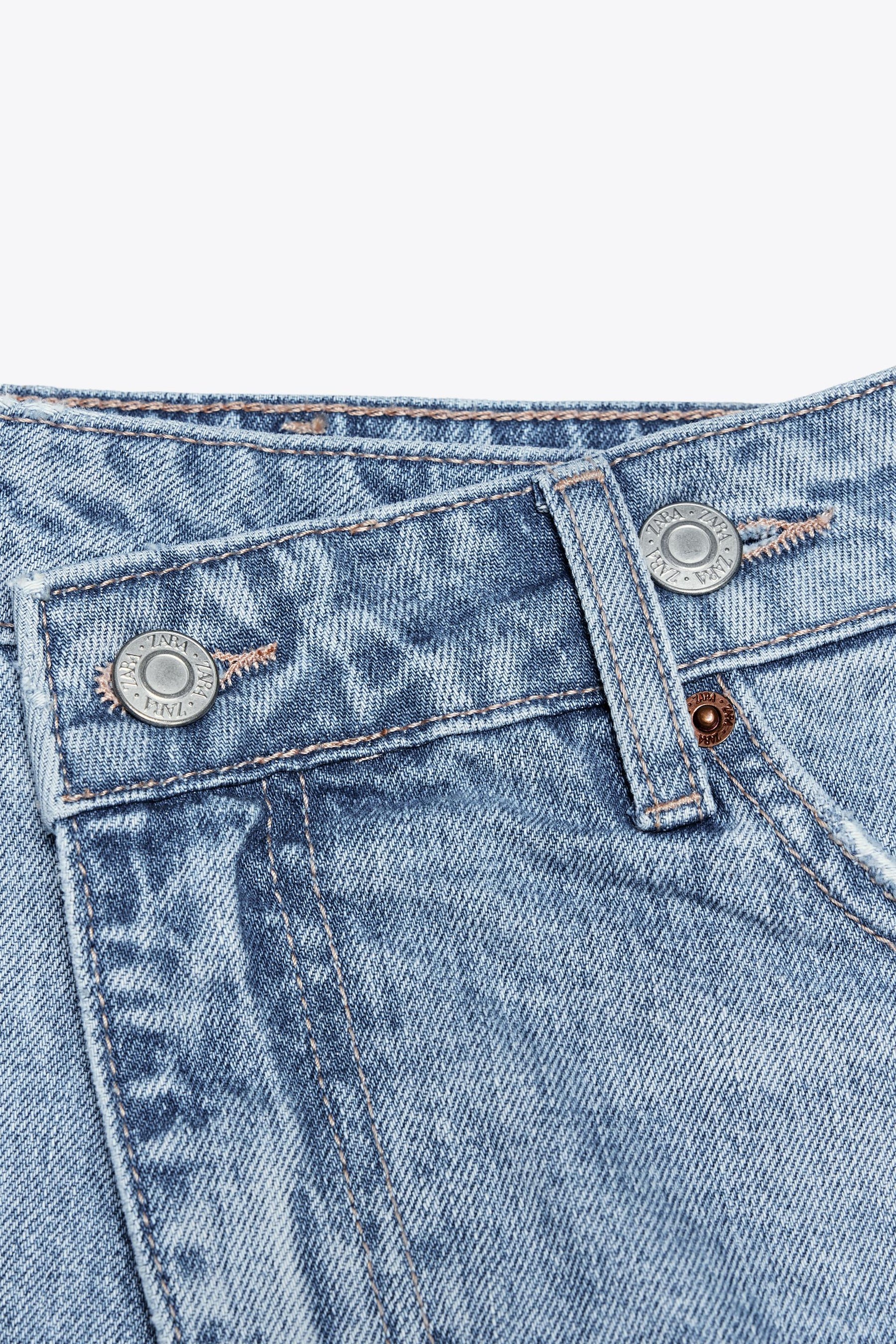 High-waist denim bermuda shorts