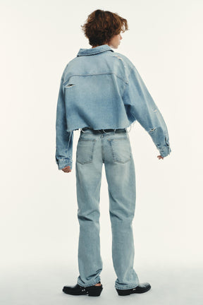 Wide-leg denim jeans