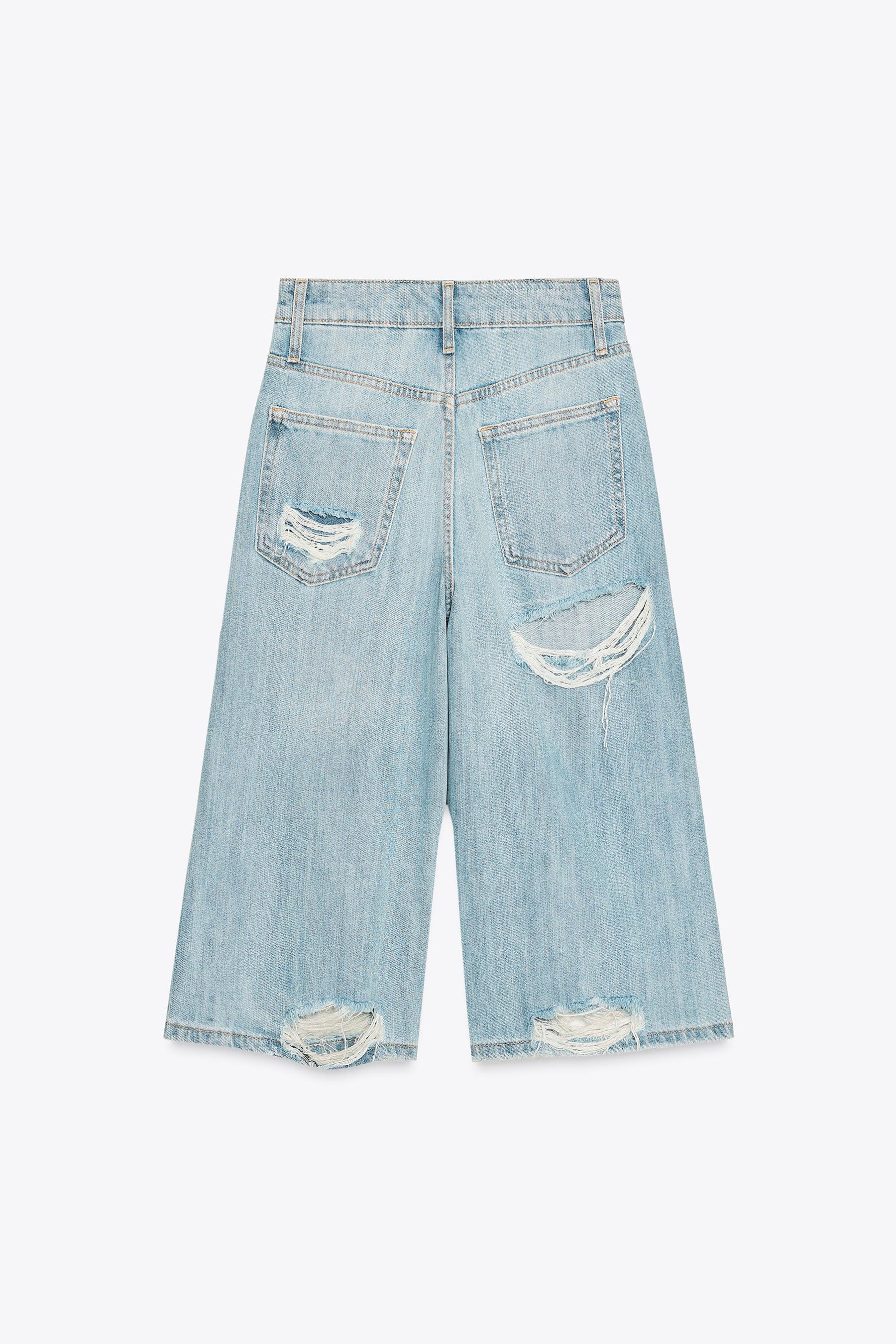 Ripped Denim Bermuda Shorts