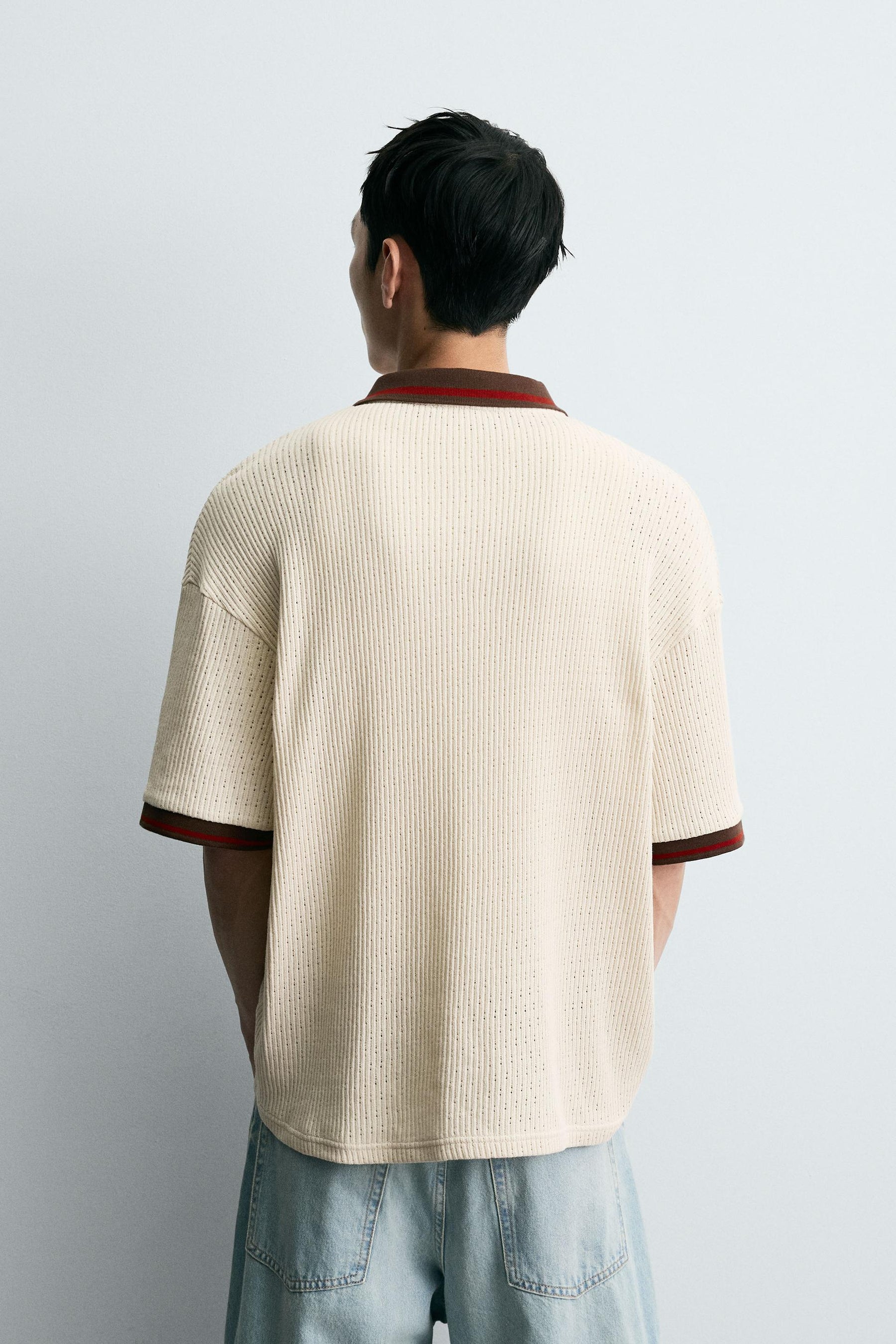 RETRO FOOTBALL TEXTURED POLO SHIRT - Image 3