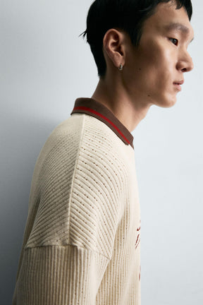 RETRO FOOTBALL TEXTURED POLO SHIRT - Image 6