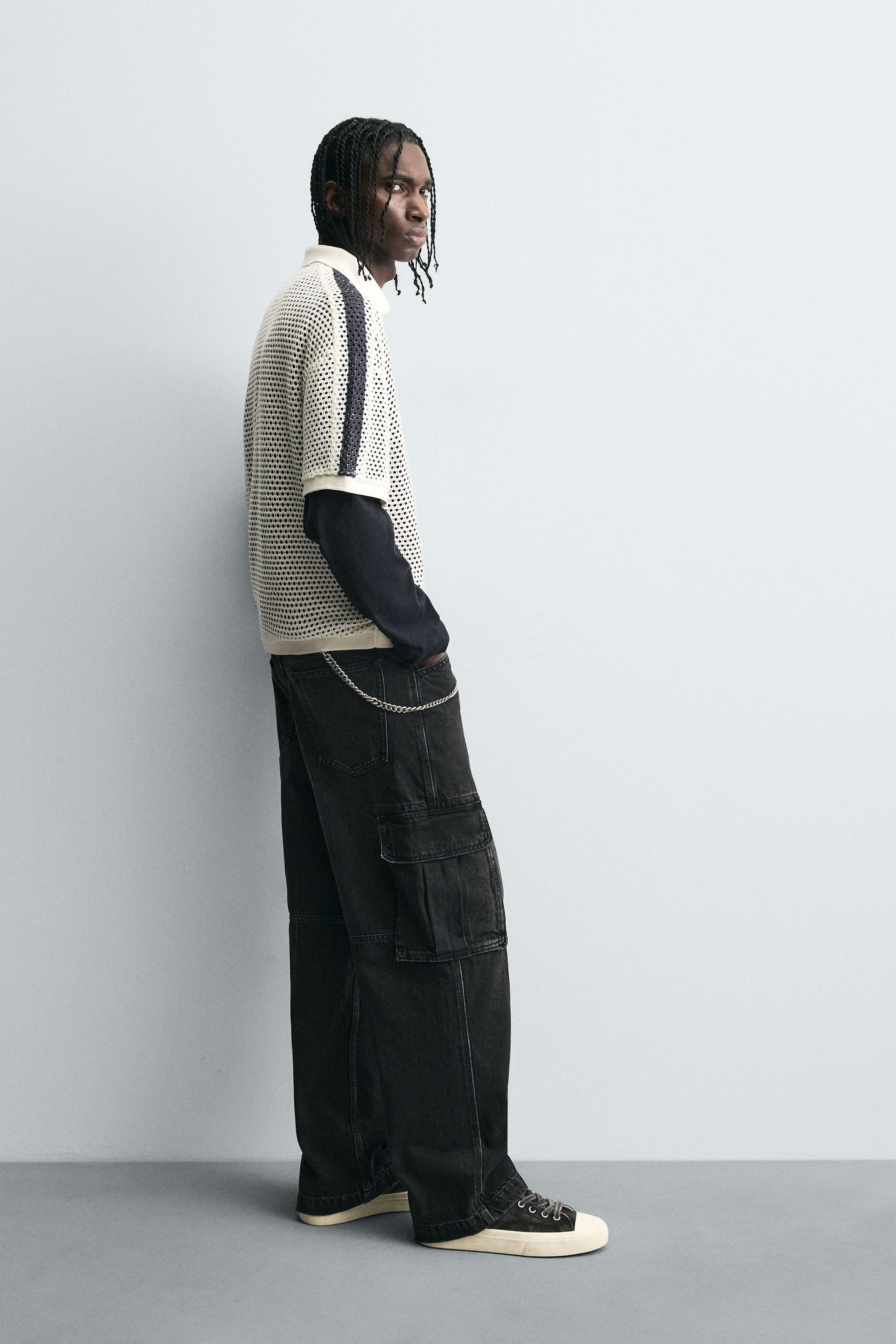 RETRO FOOTBALL OPEN-KNIT POLO SHIRT - Image 4