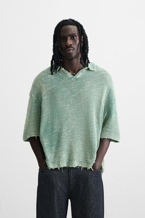 WASHED KNIT POLO SHIRT - Image 2