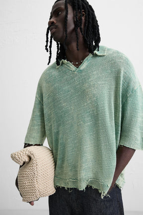 WASHED KNIT POLO SHIRT - Image 5