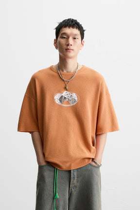 WASHED PRINTED KNIT T-SHIRT - Image 2