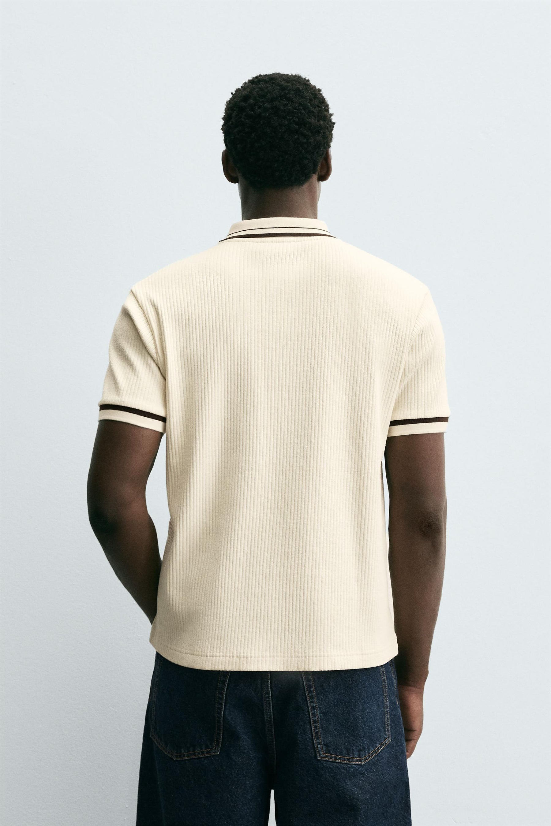 CONTRAST RIBBED POLO SHIRT - Image 3