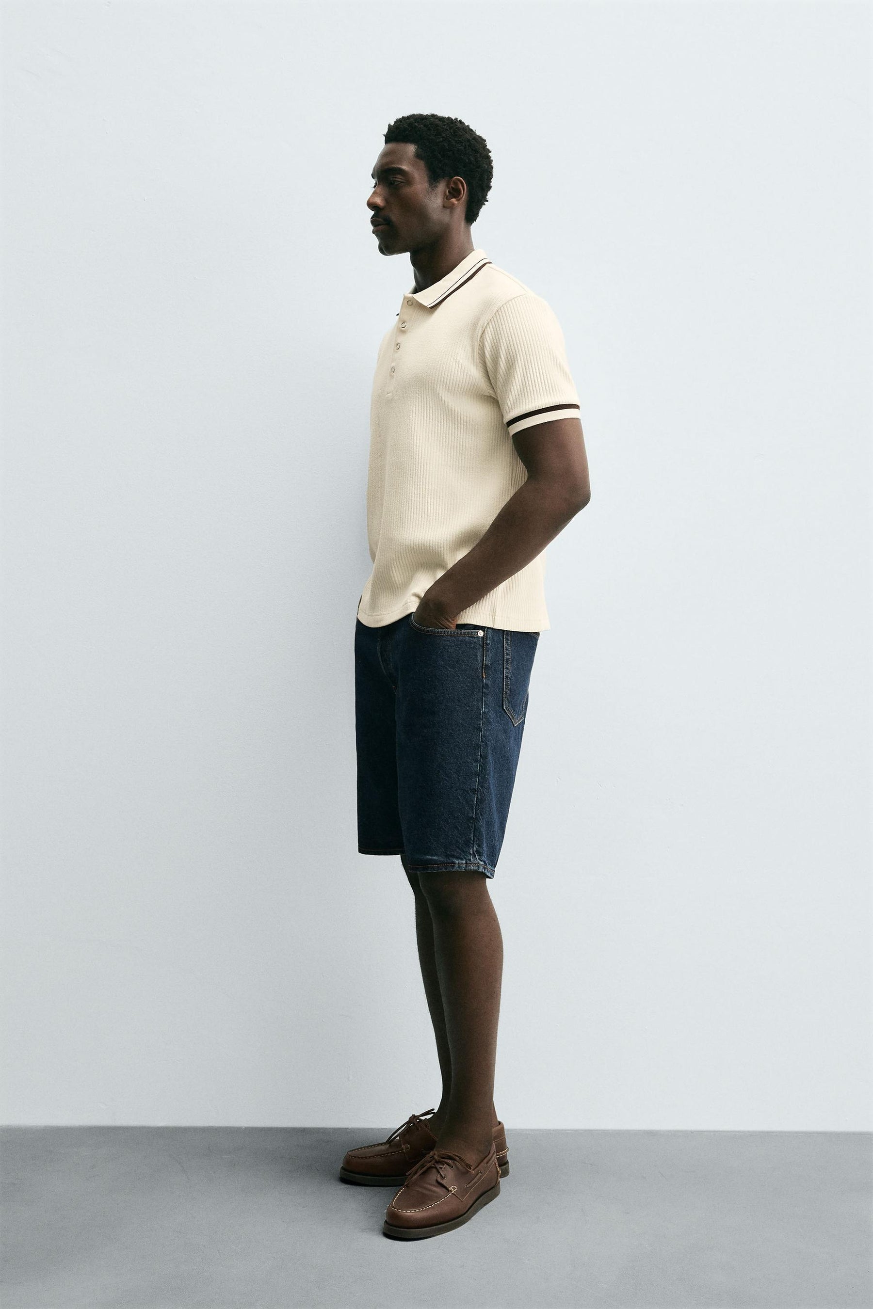 CONTRAST RIBBED POLO SHIRT - Image 4