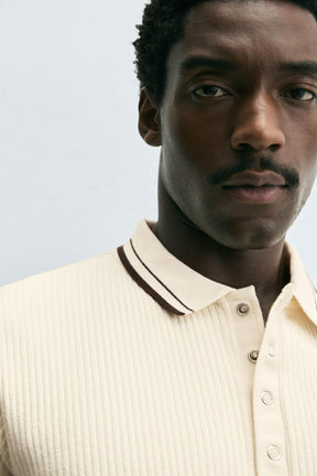 CONTRAST RIBBED POLO SHIRT - Image 5