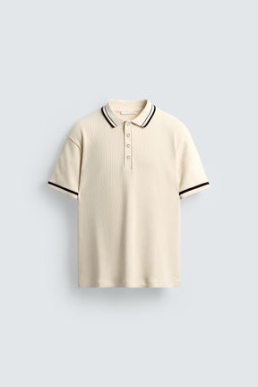 CONTRAST RIBBED POLO SHIRT - Image 6