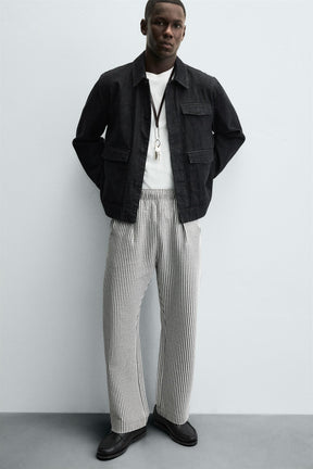COMFORT STRIPED SEERSUCKER TROUSERS - Image 6