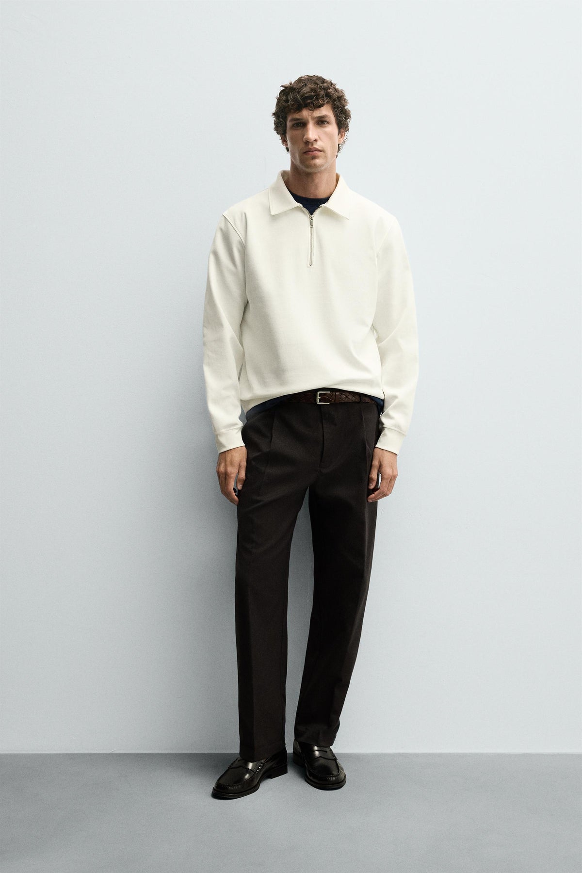 INTERLOCK POLO SWEATSHIRT WITH ZIP - Image 1