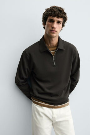INTERLOCK POLO SWEATSHIRT WITH ZIP - Image 6