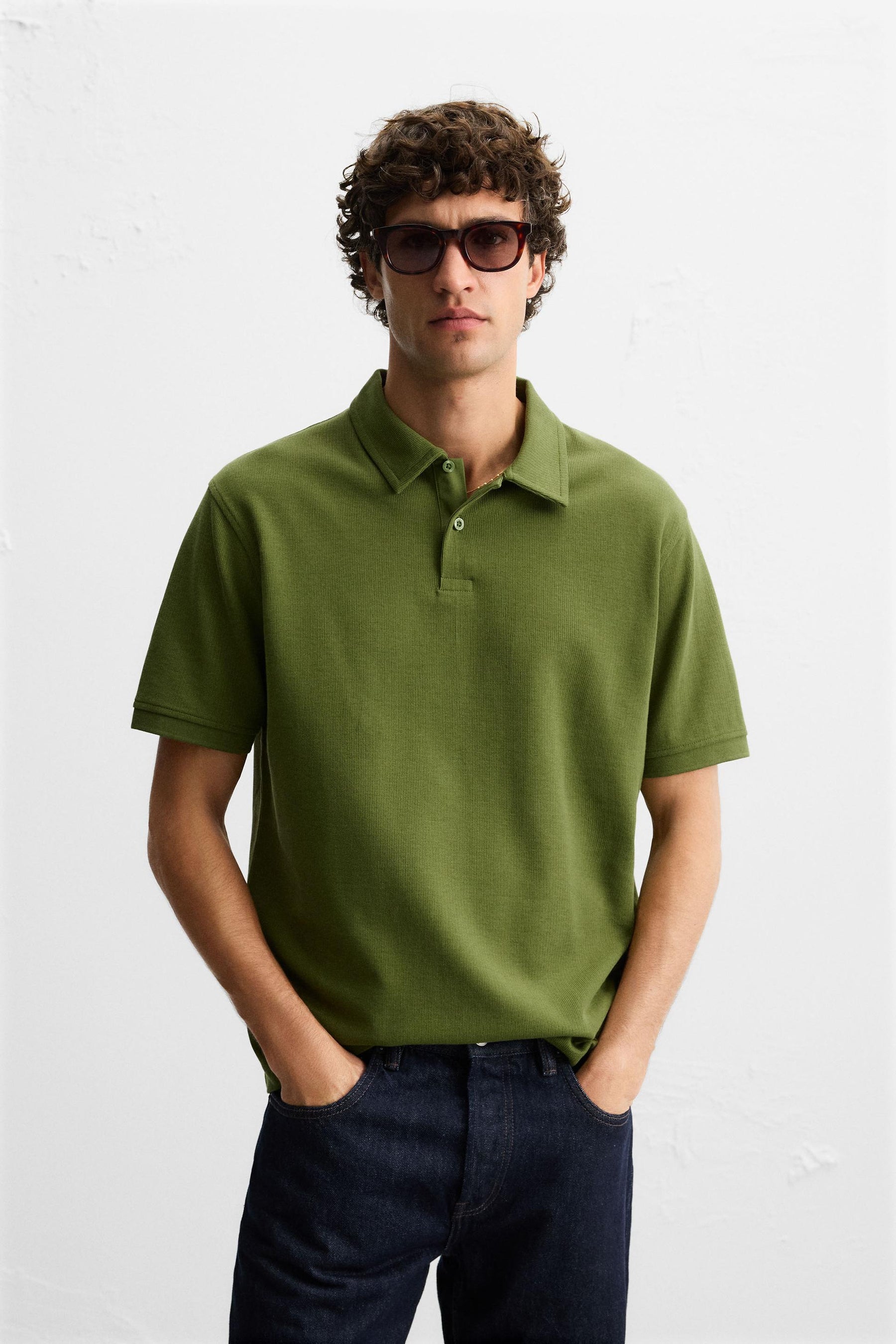BASIC TEXTURED POLO SHIRT - Image 2