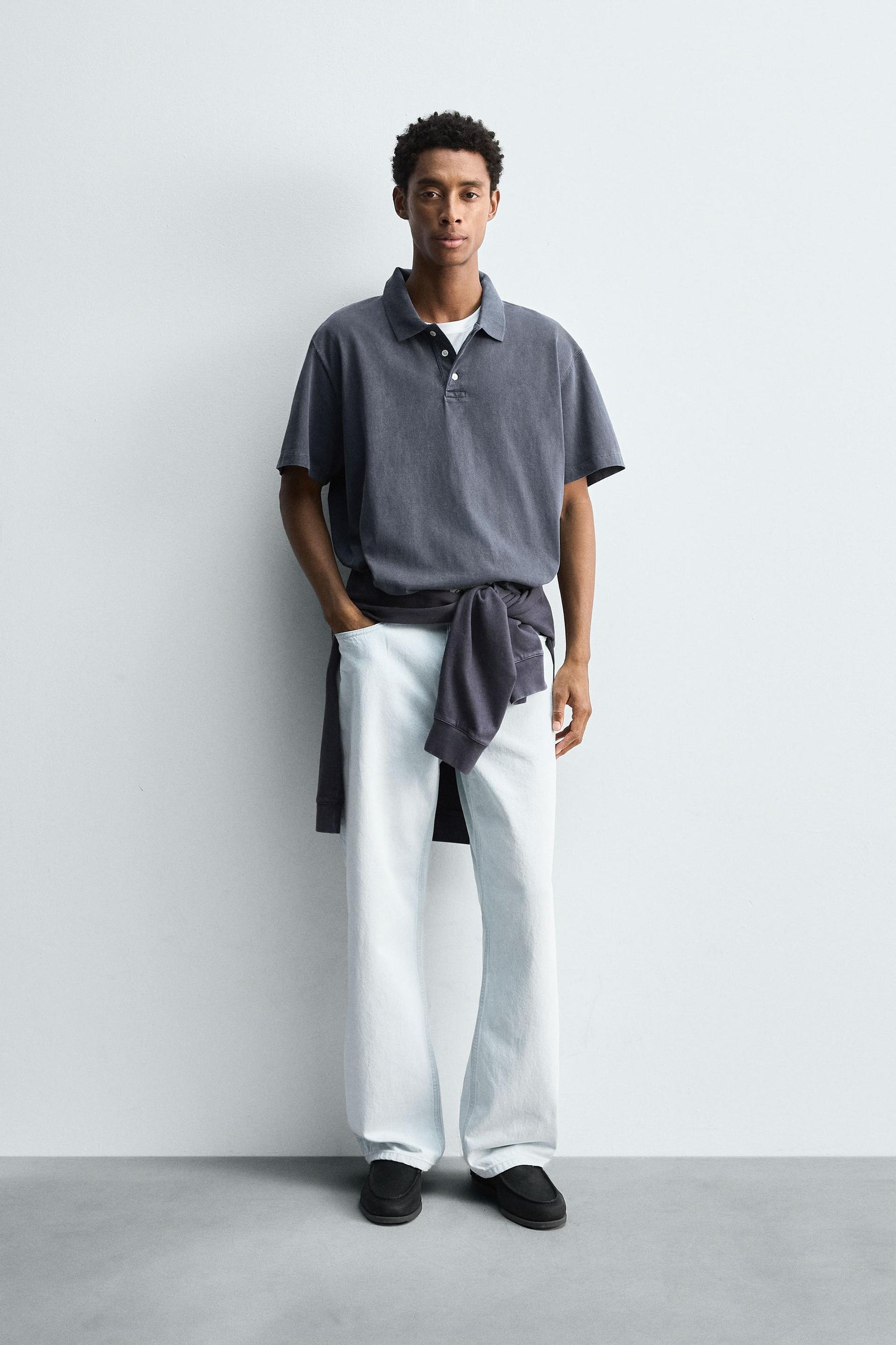 WASHED RELAXED FIT POLO SHIRT - Image 1
