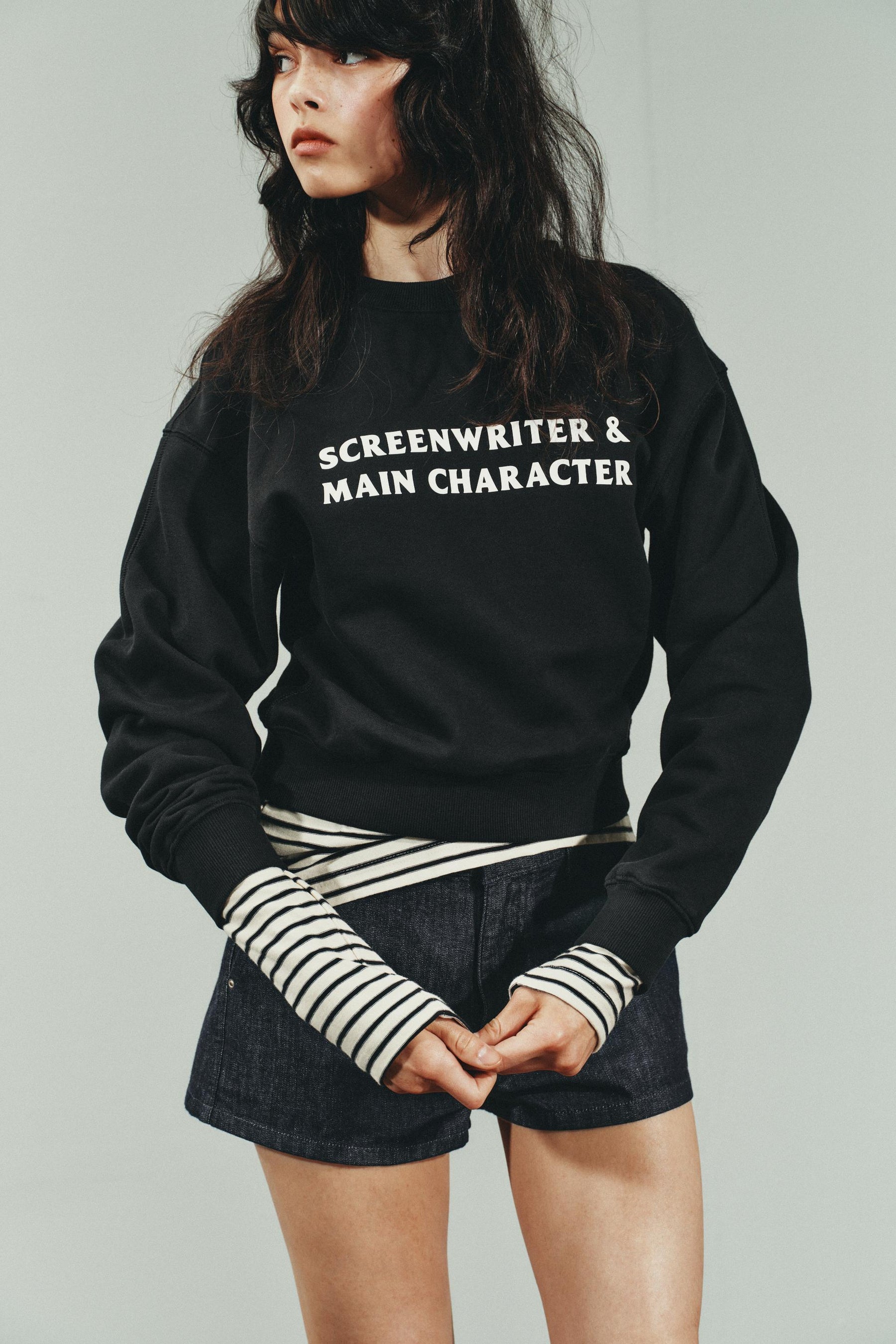 Contrast Slogan Sweatshirt