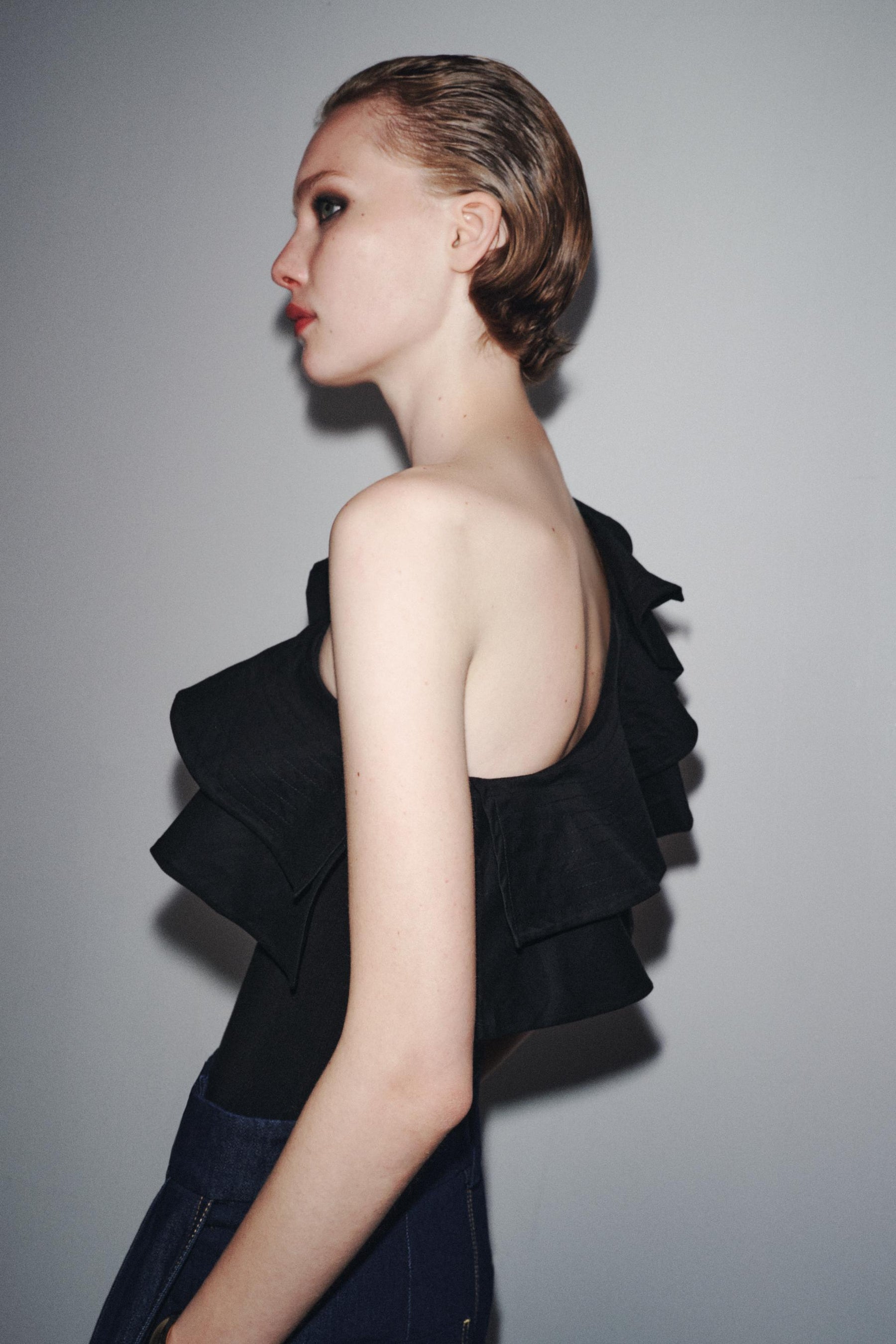 Asymmetric Ruffle Bodysuit