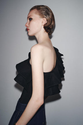 Asymmetric Ruffle Bodysuit