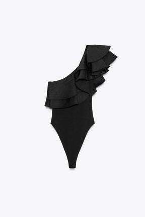Asymmetric Ruffle Bodysuit