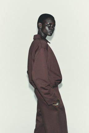 PLEATED FLEECE BOMBER