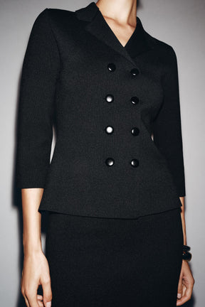Knit Double-Breasted Blazer