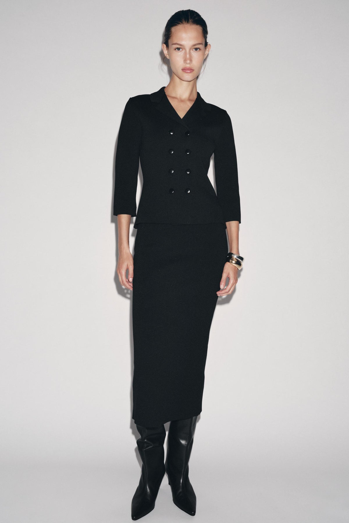 Knit Double-Breasted Blazer