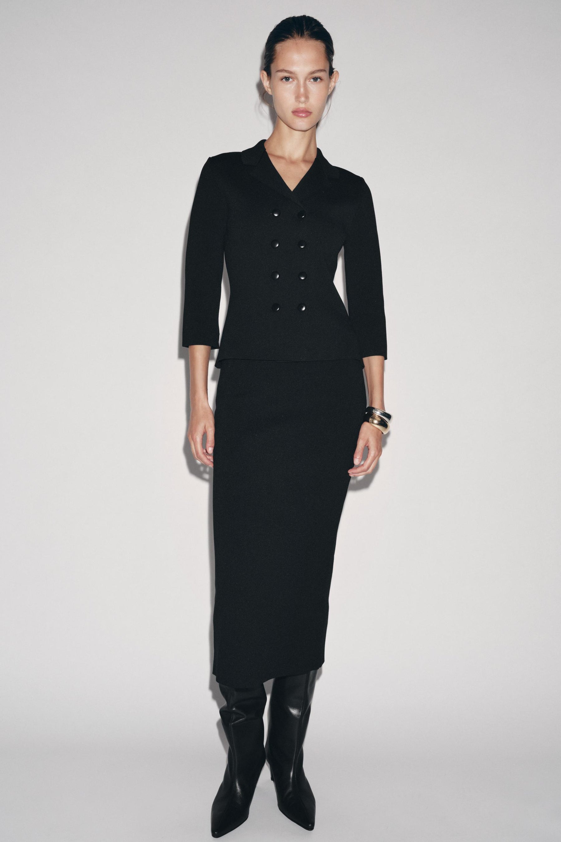 Knit Double-Breasted Blazer