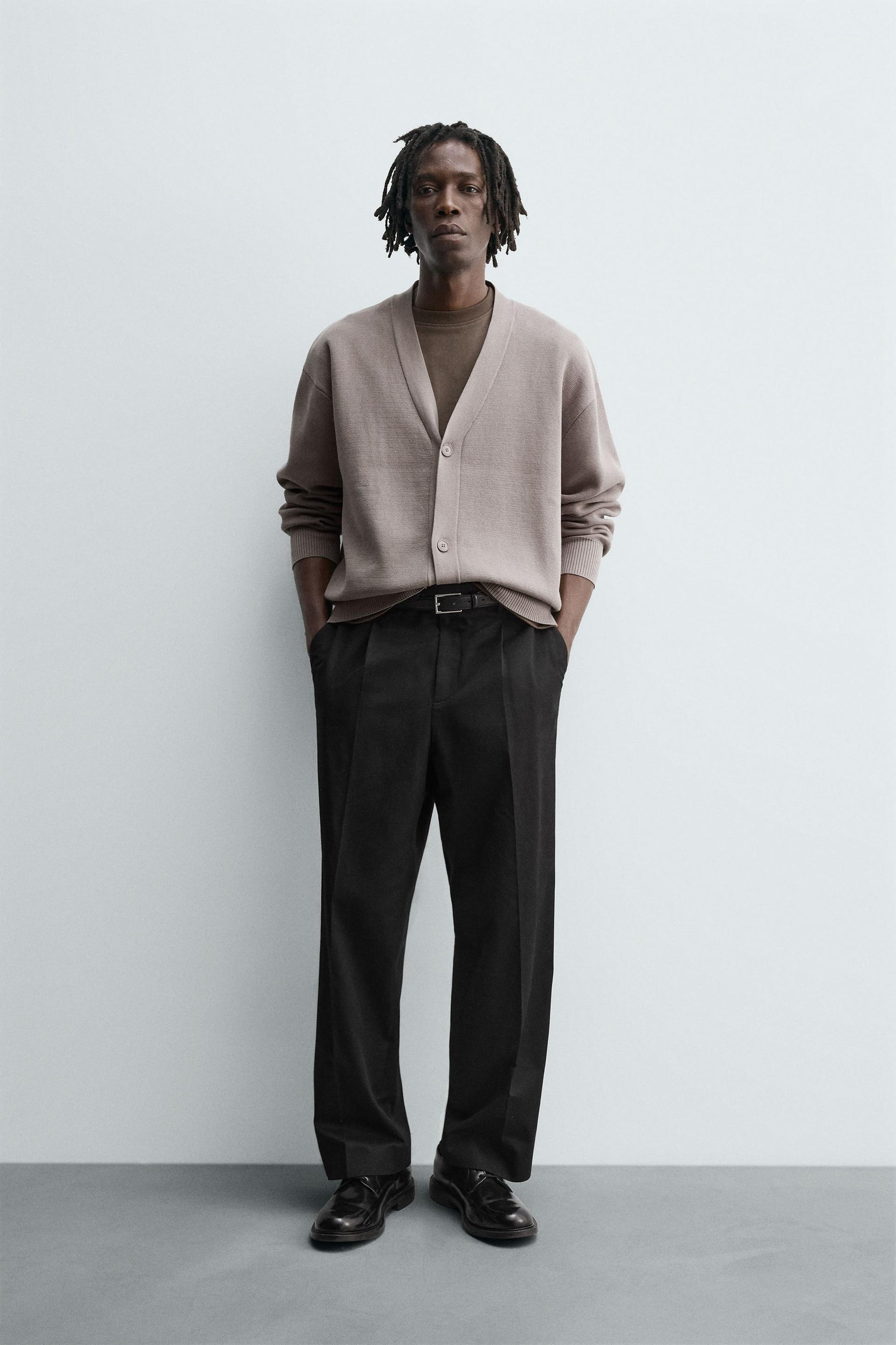 TEXTURED COTTON CARDIGAN - Image 1