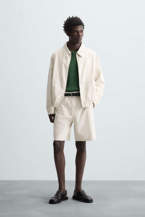 STRIPED REGULAR FIT BERMUDA SHORTS - Image 1