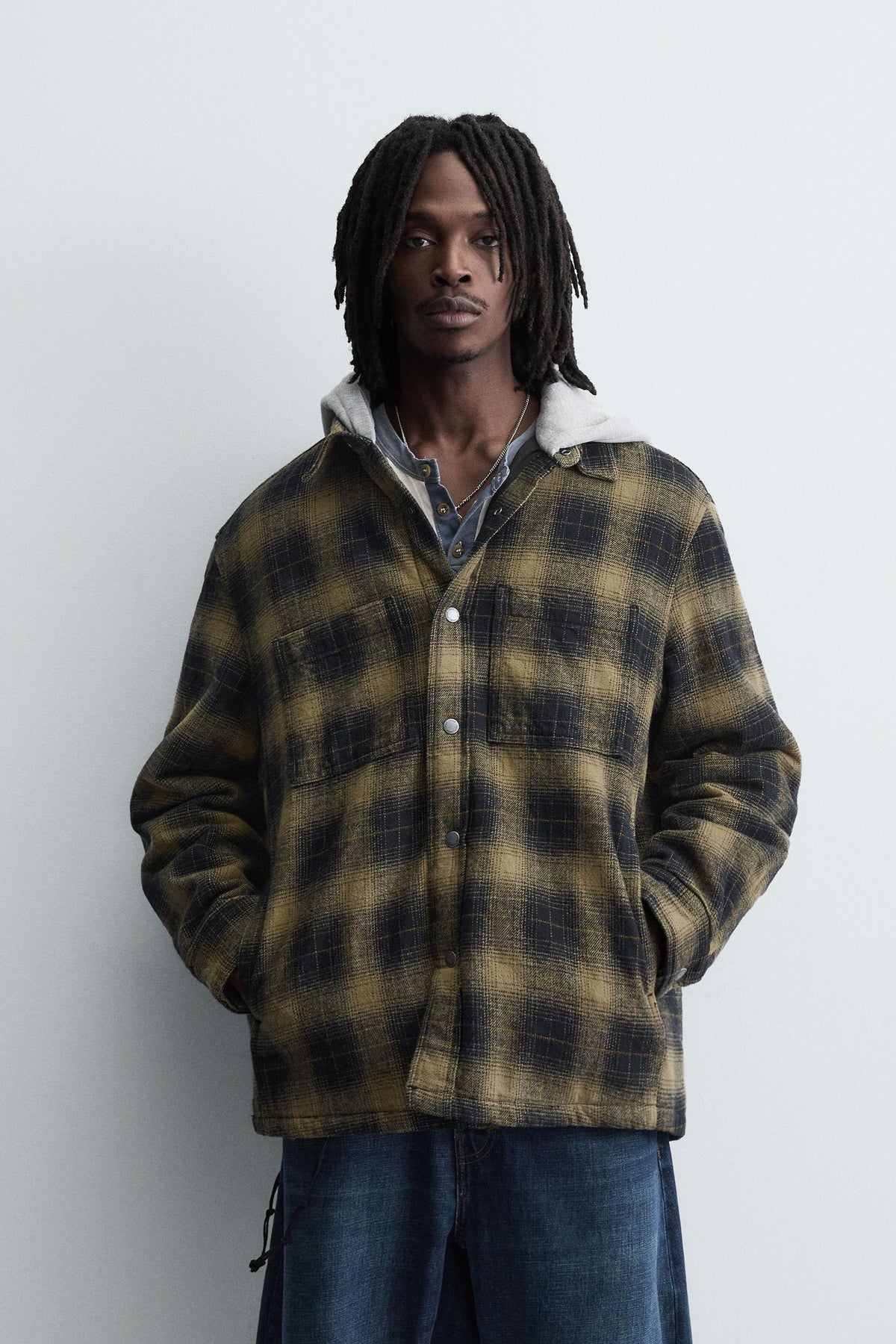HOODED CHECK OVERSHIRT - Image 2