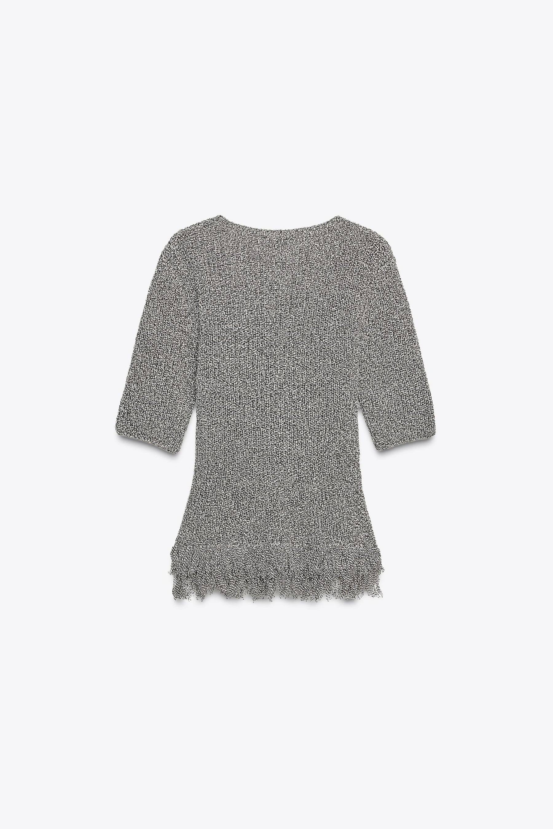 SHORT SLEEVE KNIT FRINGED JUMPER - Image 4