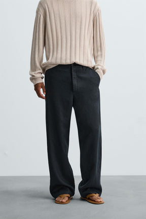 100% LINEN STRAIGHT-LEG TROUSERS - Image 2