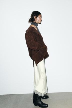 Oversized suede leather jacket