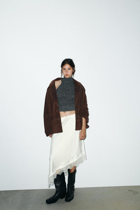 Oversized suede leather jacket