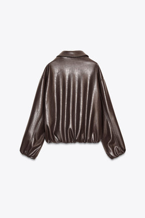 FAUX LEATHER BOMBER