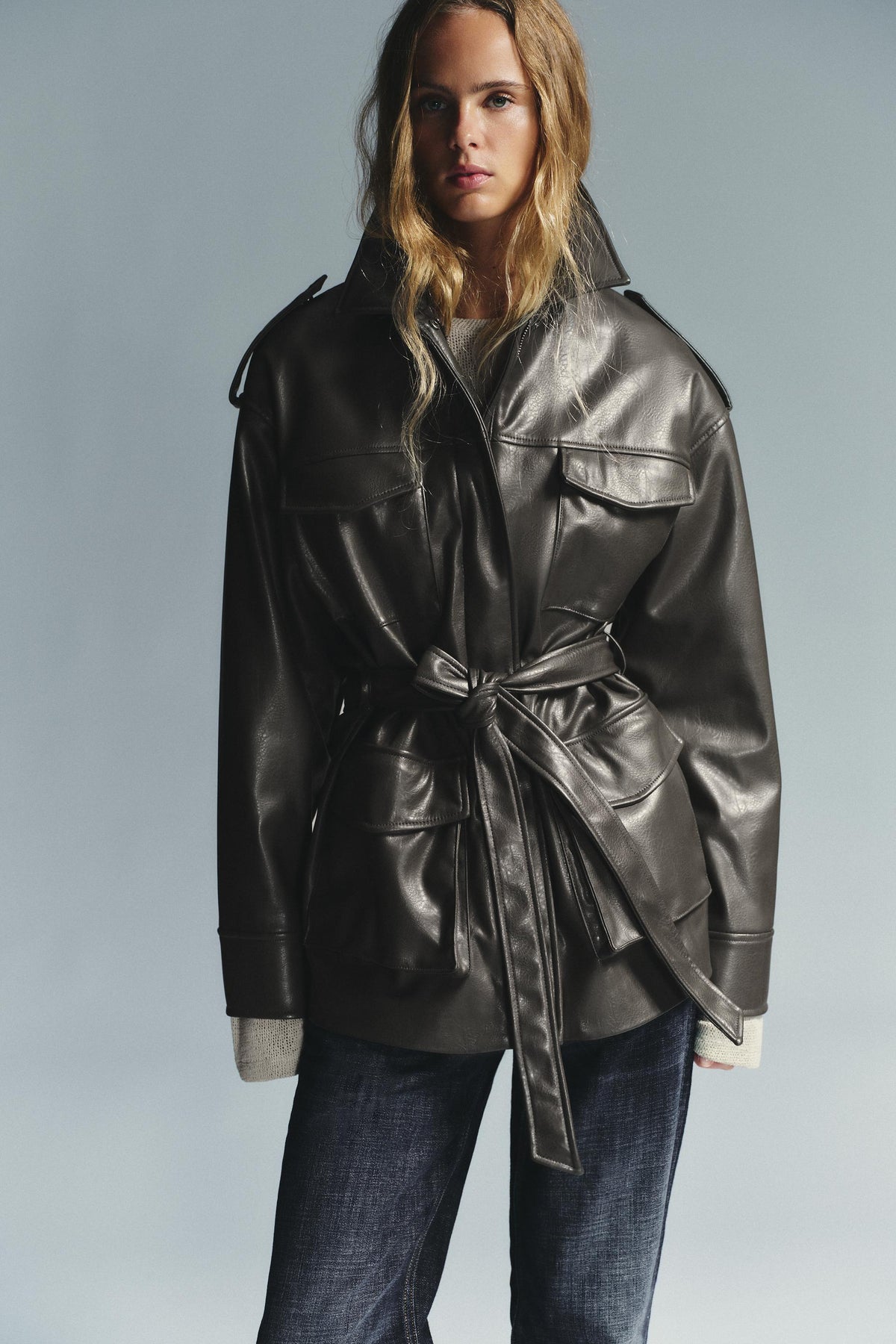 FAUX LEATHER JACKET WITH POCKETS - Image 2
