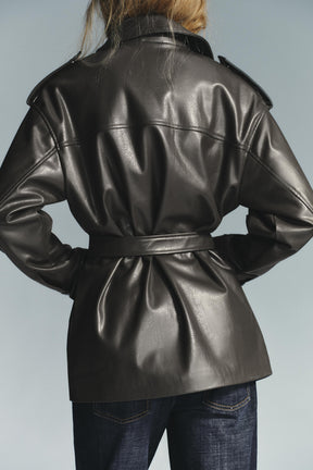 FAUX LEATHER JACKET WITH POCKETS - Image 4