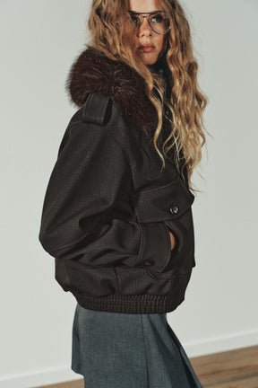 FAUX SUEDE DETACHABLE COLLAR