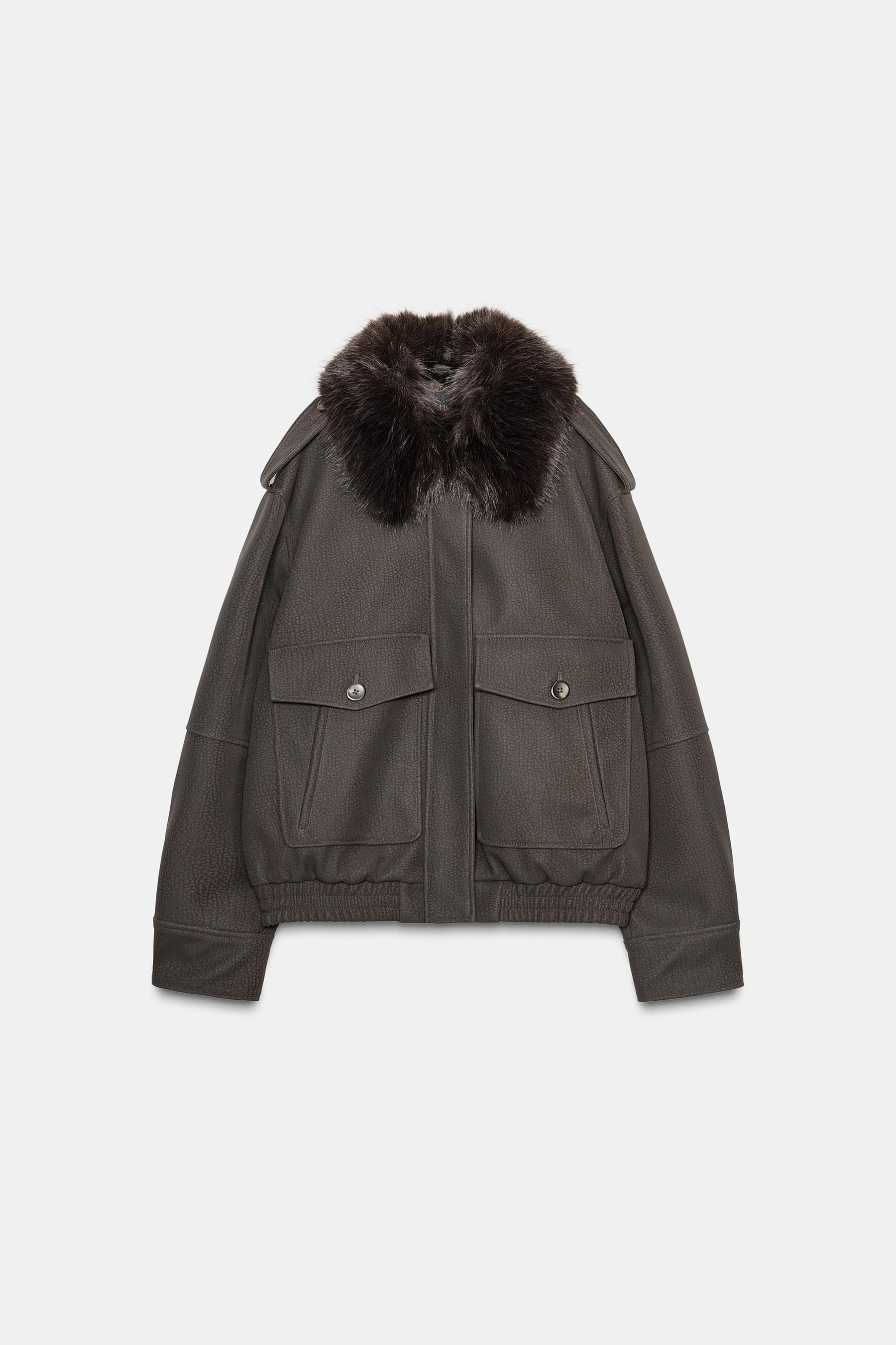 FAUX SUEDE DETACHABLE COLLAR