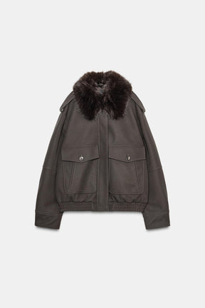 FAUX SUEDE DETACHABLE COLLAR