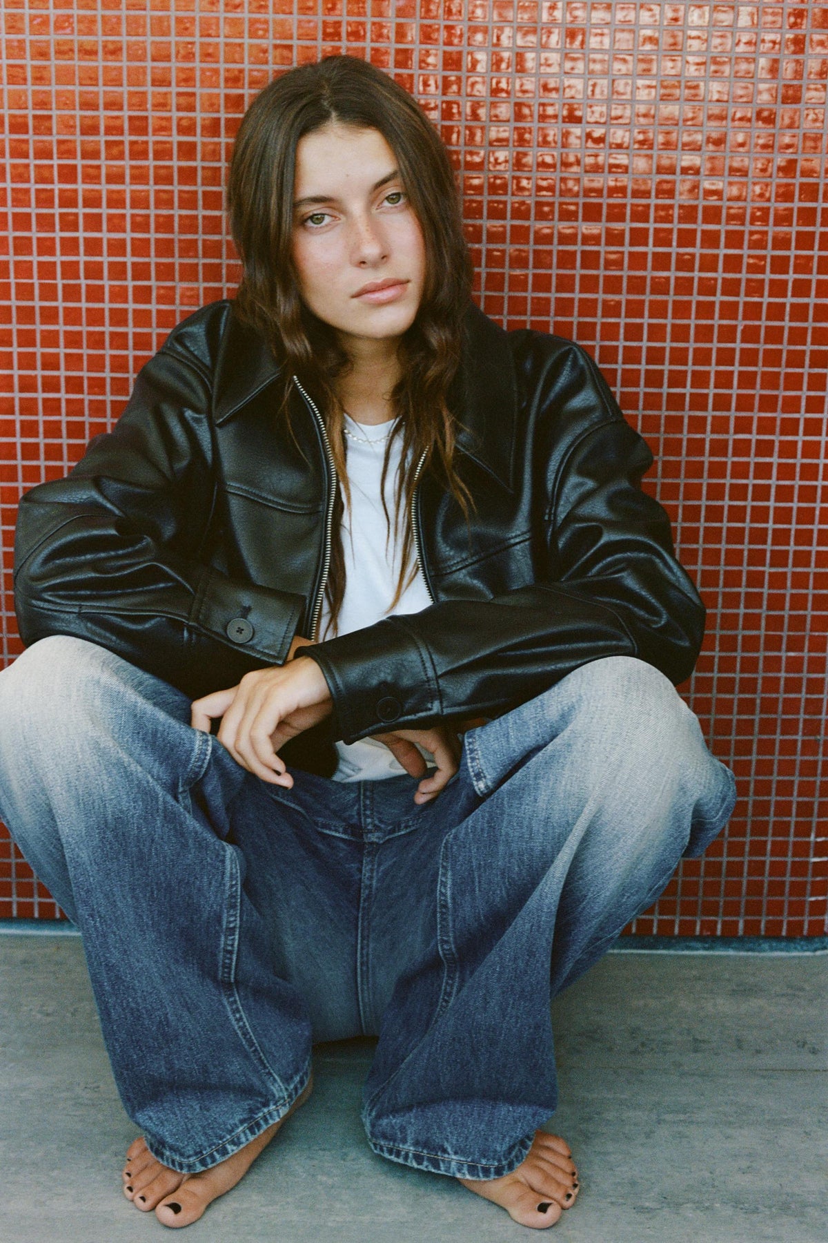 LEATHER EFFECT BOMBER