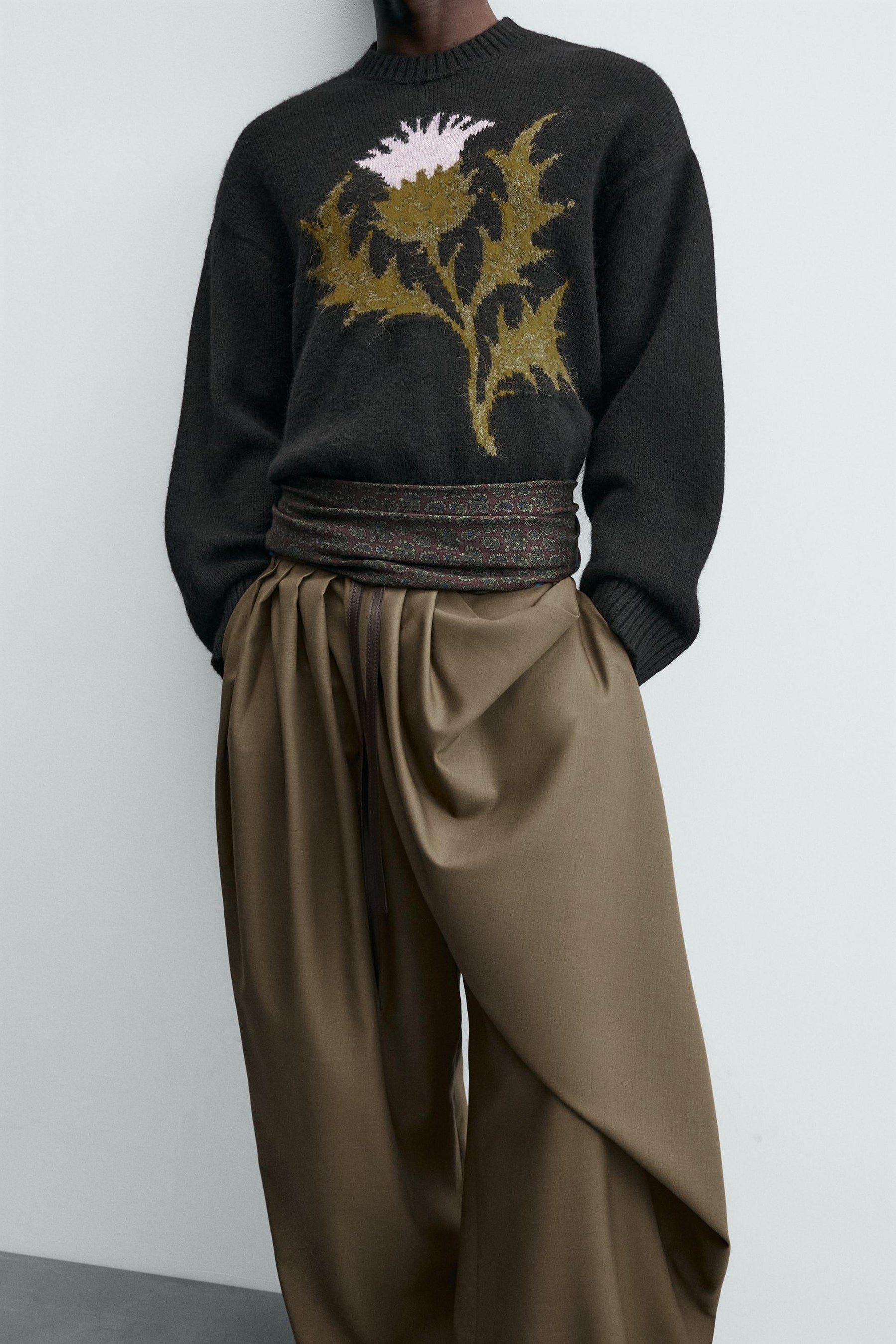Draped Cross-Detail Trousers