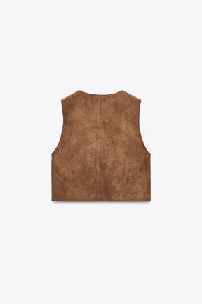 FAUX SUEDE WAISTCOAT WITH BEADED EMBROIDERY - Image 5