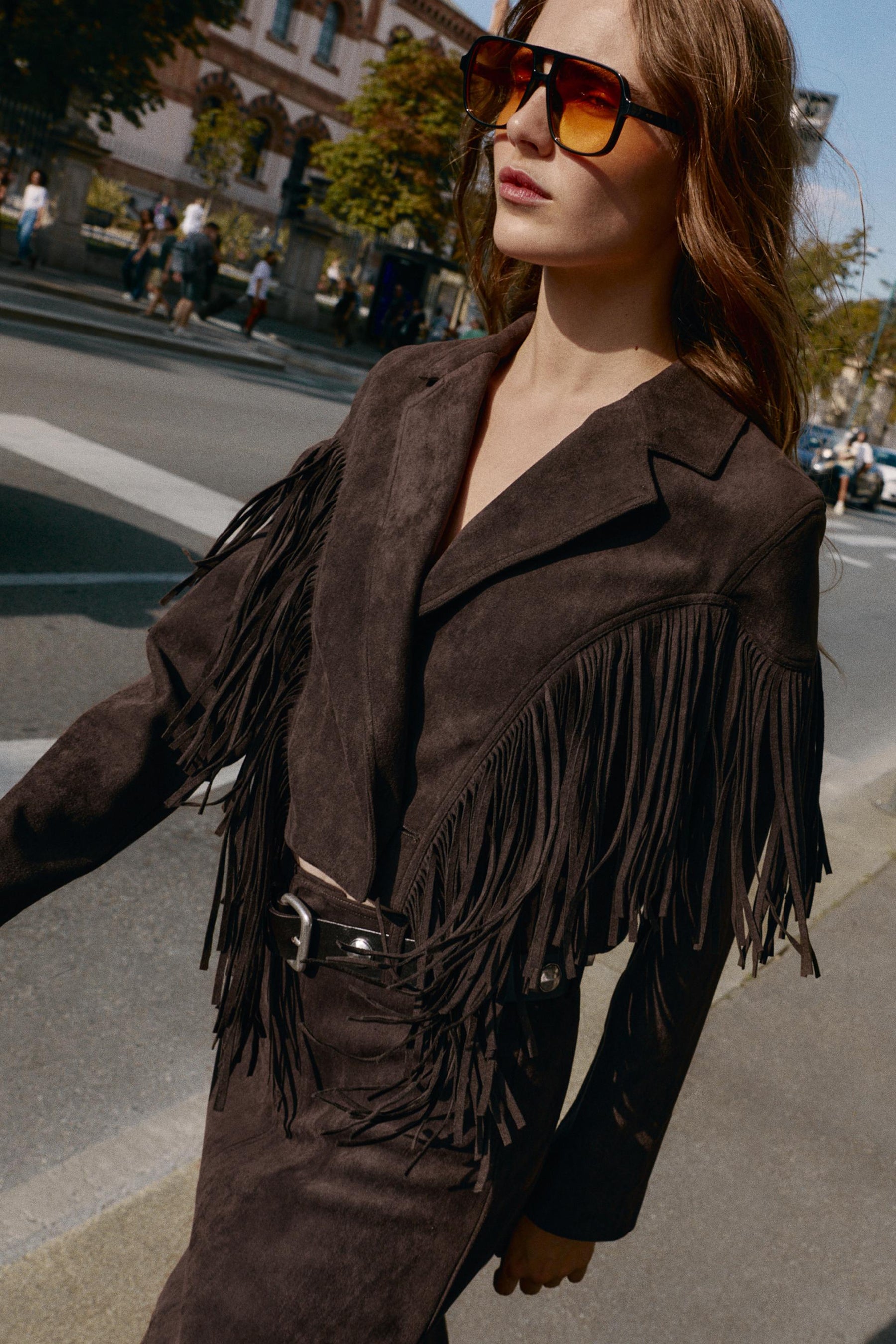 FRINGED SUEDE JACKET