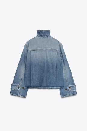 High Neck Denim Jacket