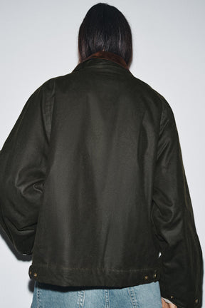 WAXED CONTRAST COLLAR JACKET